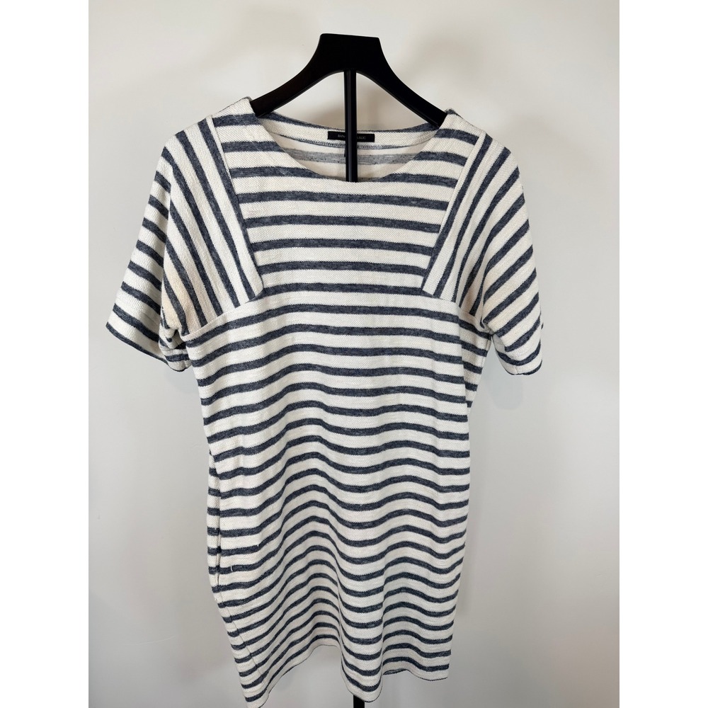 Banana Republic Striped French Terry Shift Dress Navy White Short Sleeve Small